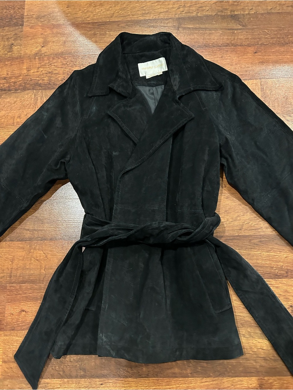 Vintage Margaret Godfrey Black Suede Wrap Jacket with Belt Women’s XL